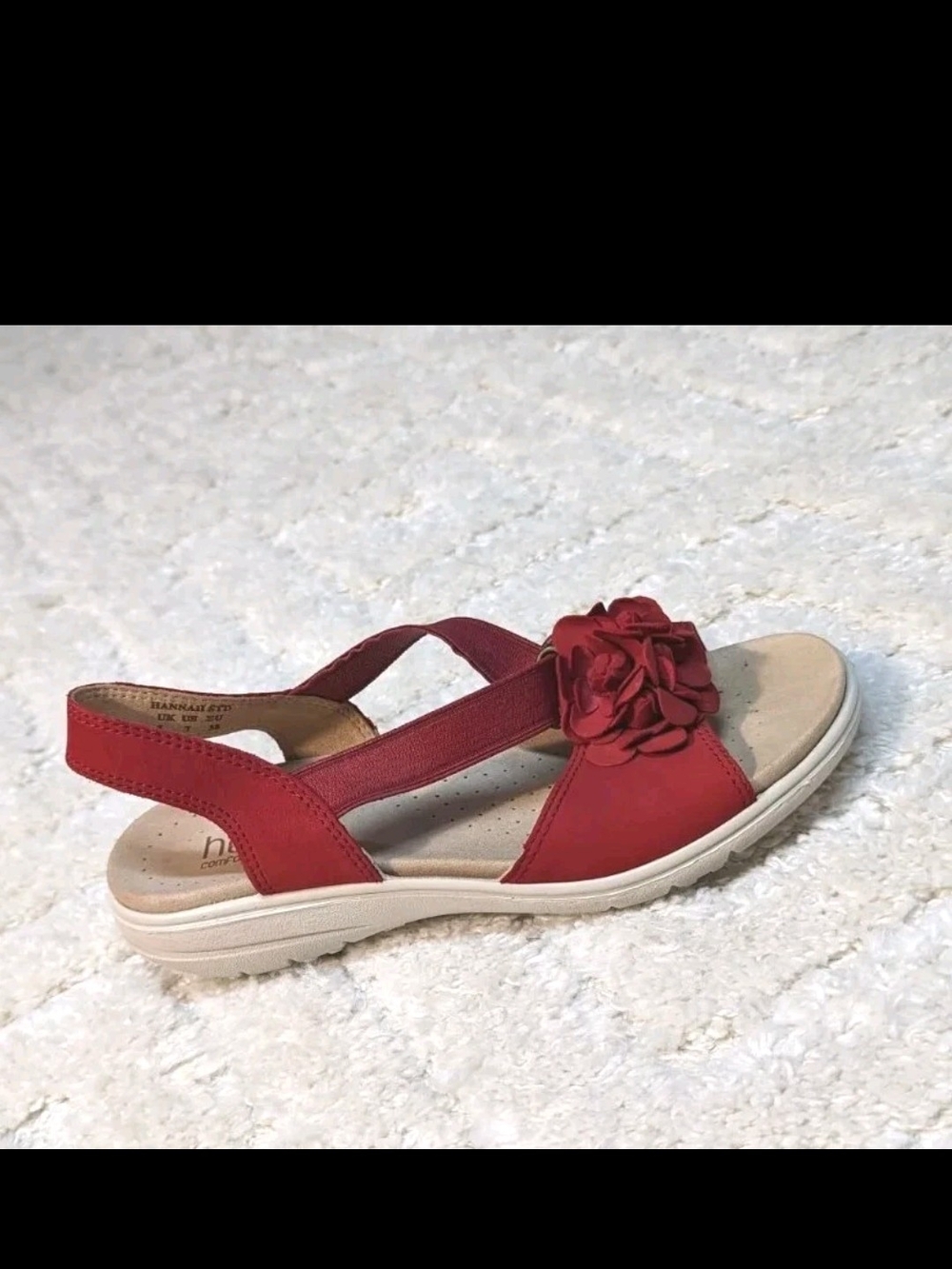 Hannah Red Floral Slingback Comfort Sandal, Sz 7 - Picture 3 of 9